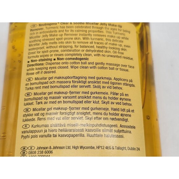 Neutrogena Clear & Soothe Micellar Jelly Makeup Remover 200ml Oil-Free With Turm - Picture 5 of 6